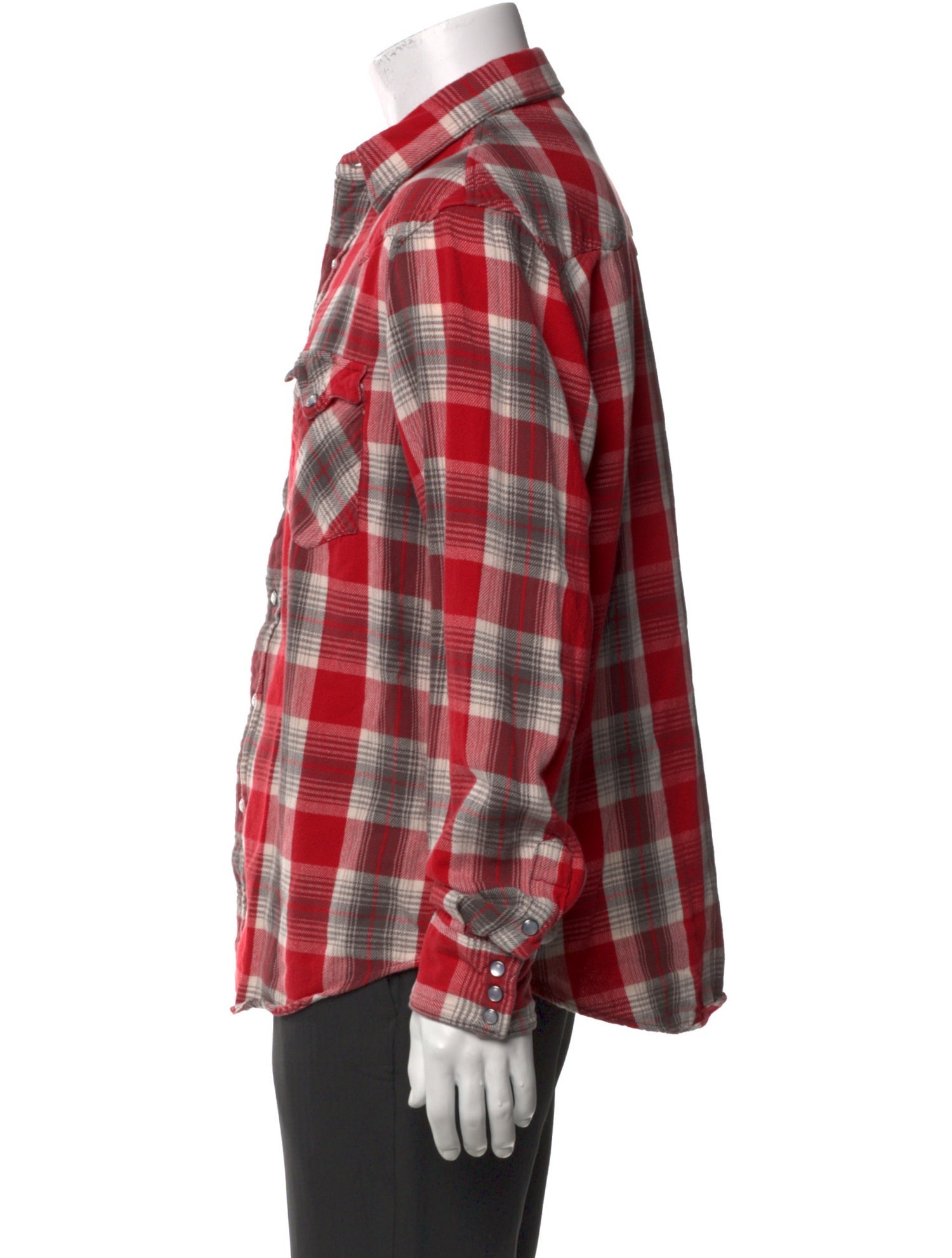 RRL & Co. Plaid Print Long Sleeve Western Shirt