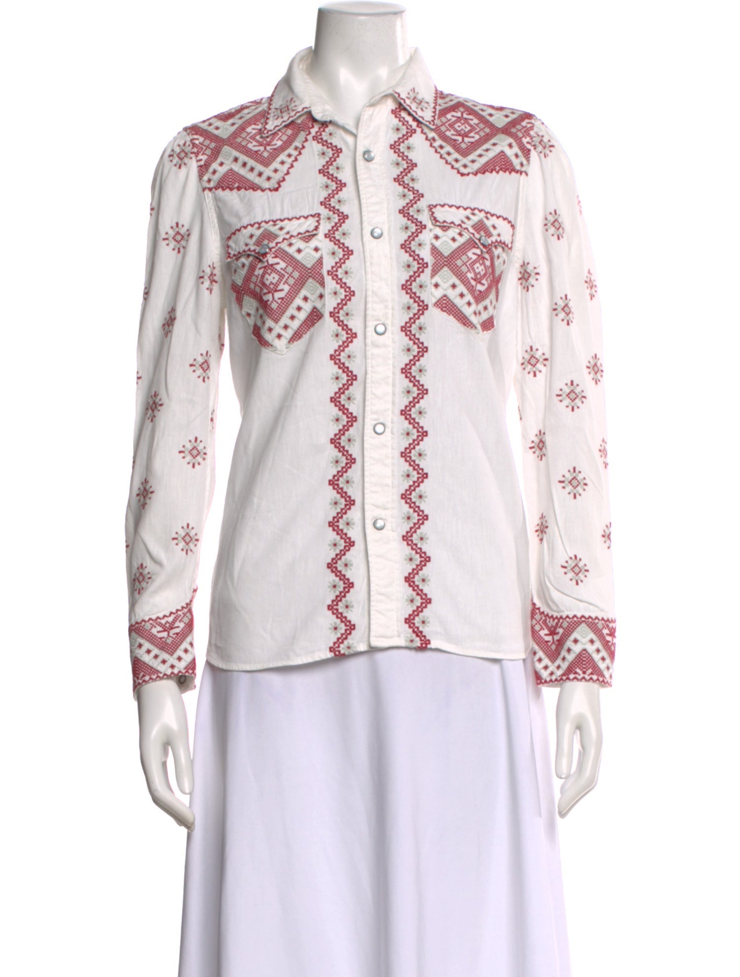 RRL & Co. Patterned Long Sleeve Button-Up Top