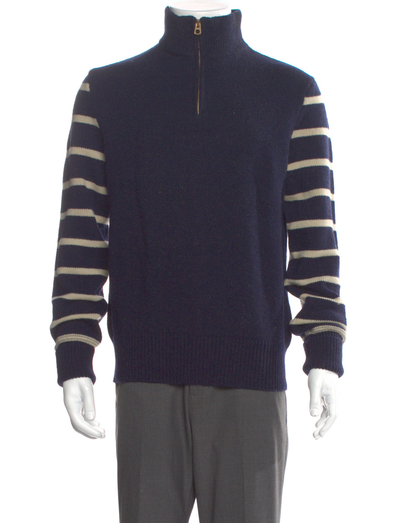 RRL & Co. Wool Striped Polo Sweater