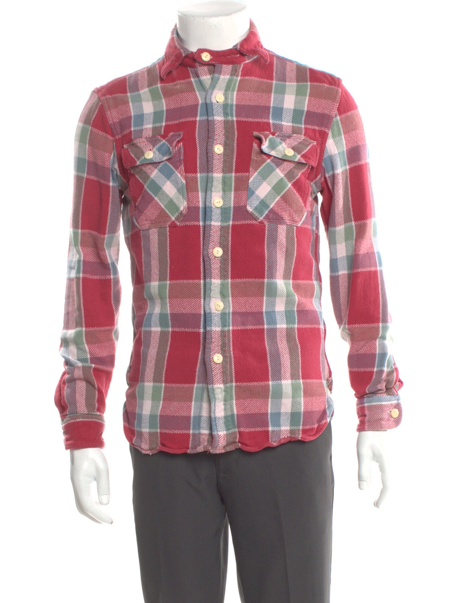 RRL & Co. Plaid Print Long Sleeve Western Shirt