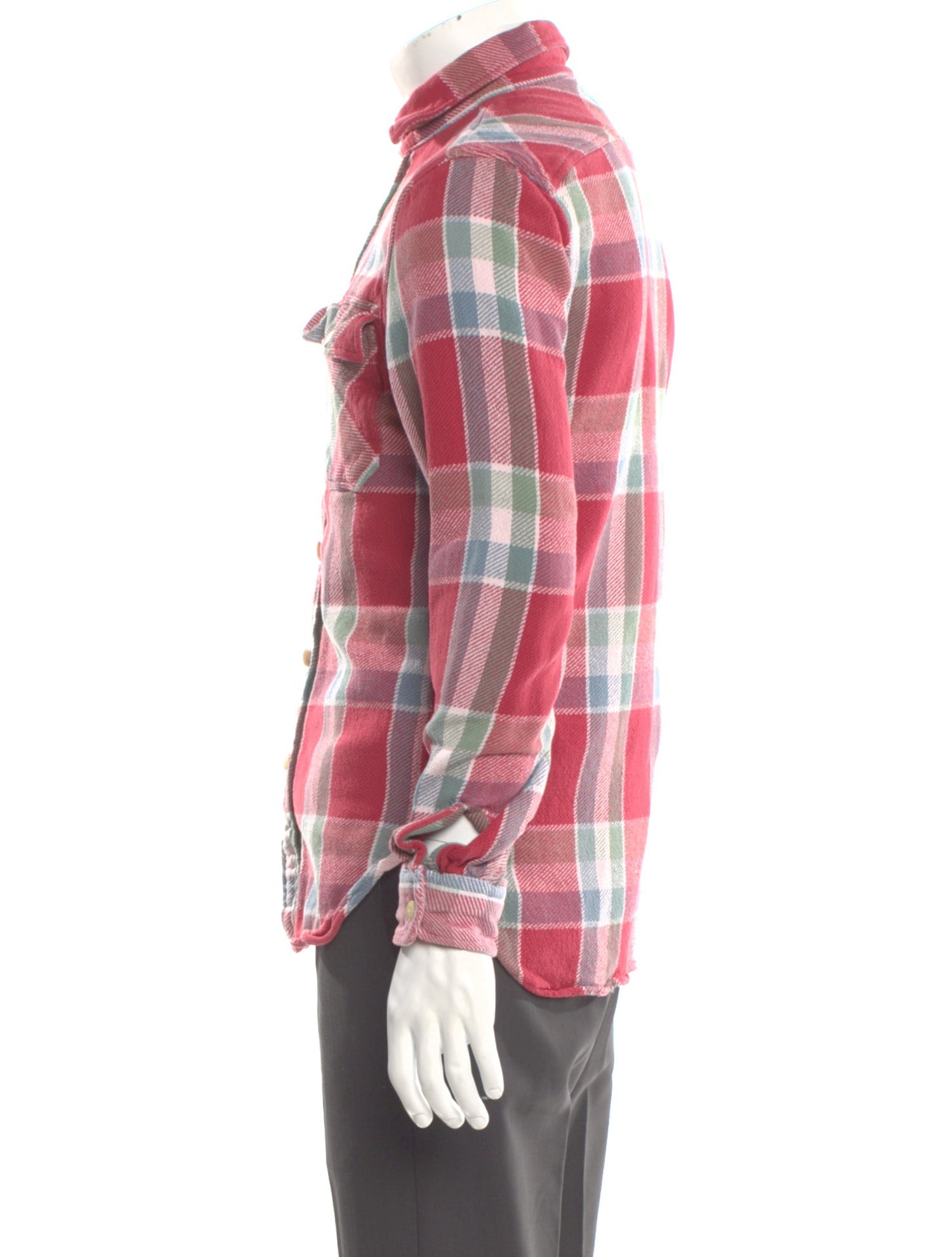 RRL & Co. Plaid Print Long Sleeve Western Shirt