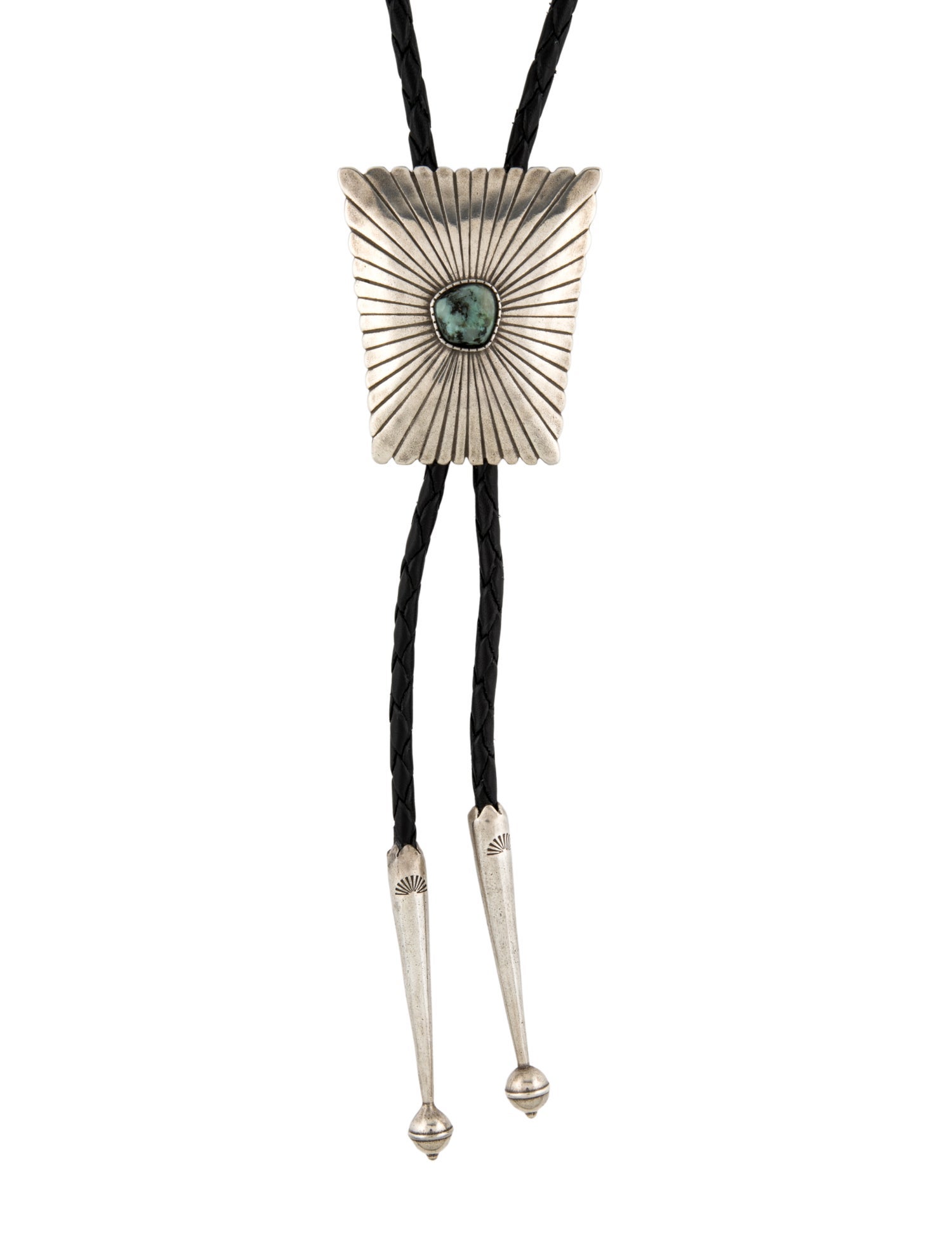 RRL & Co. Chrysocolla & Leather Bolo Necklace