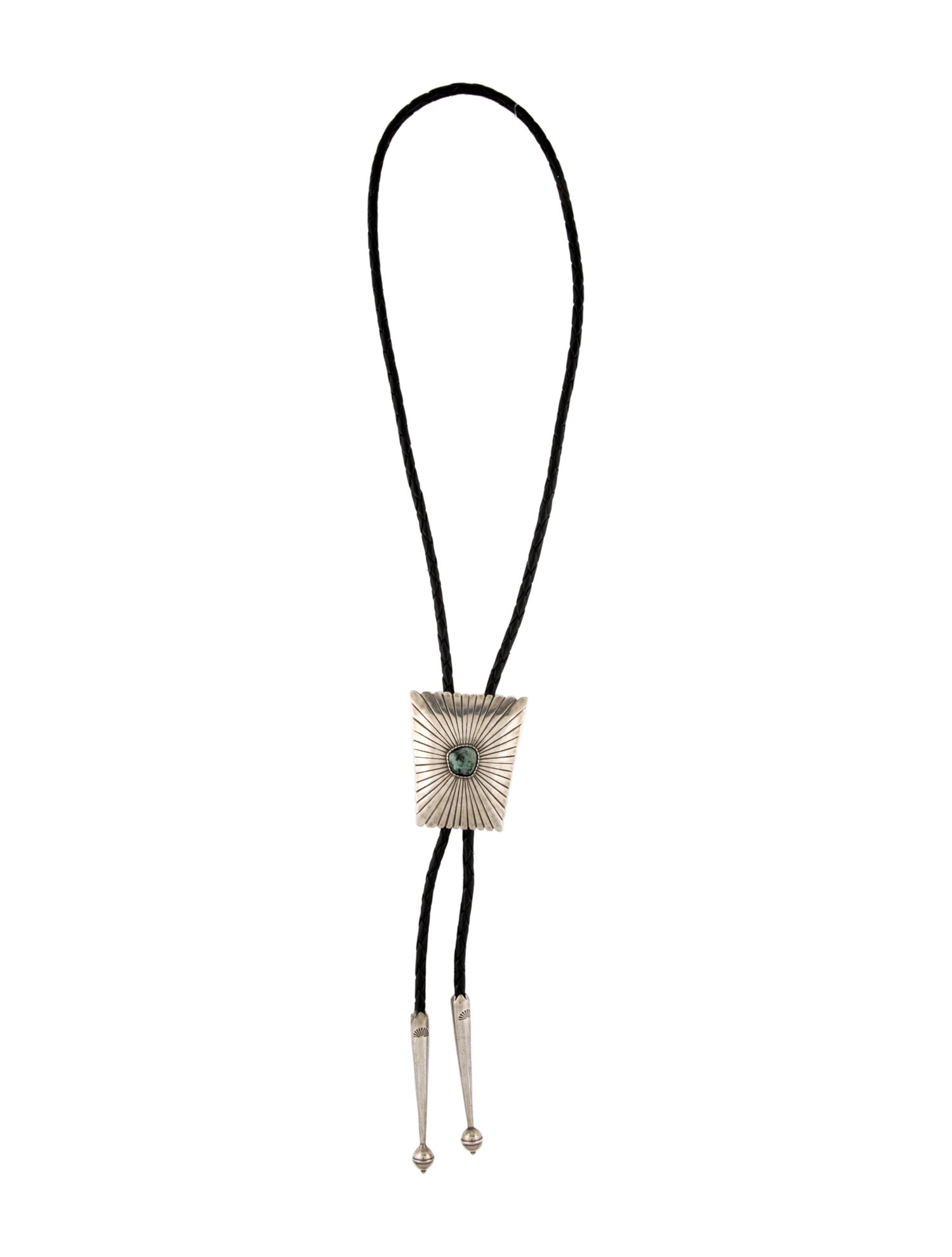 RRL & Co. Chrysocolla & Leather Bolo Necklace