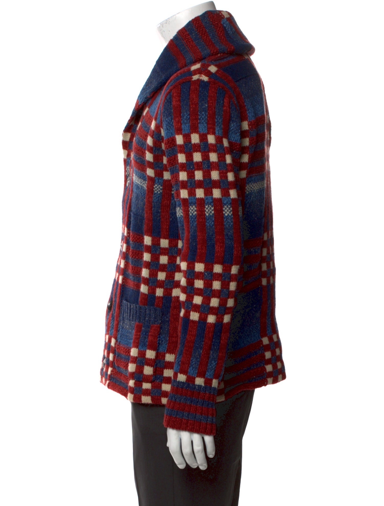 RRL & Co. Plaid Print Open Front Cardigan