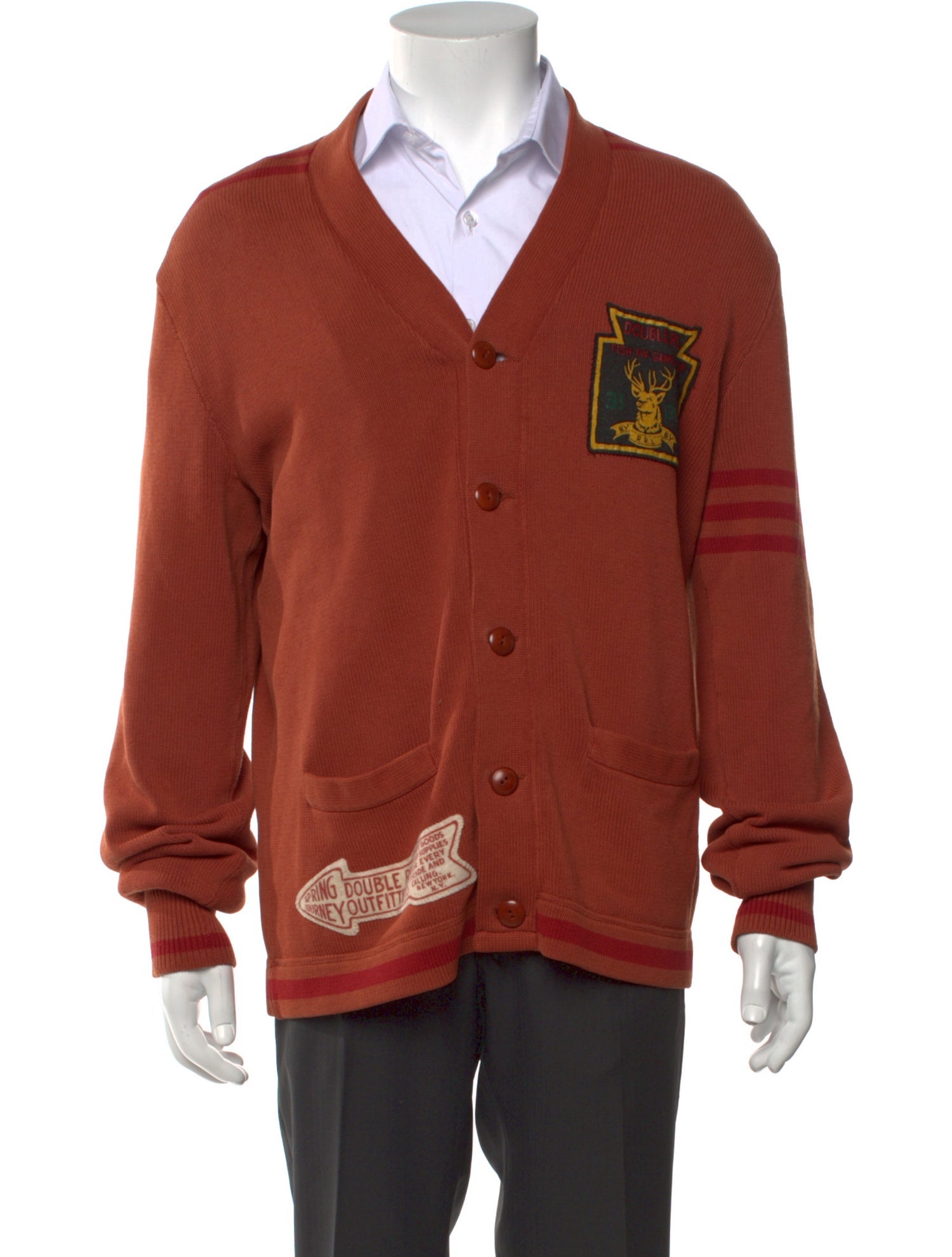RRL & Co. Graphic Print V-Neck Cardigan