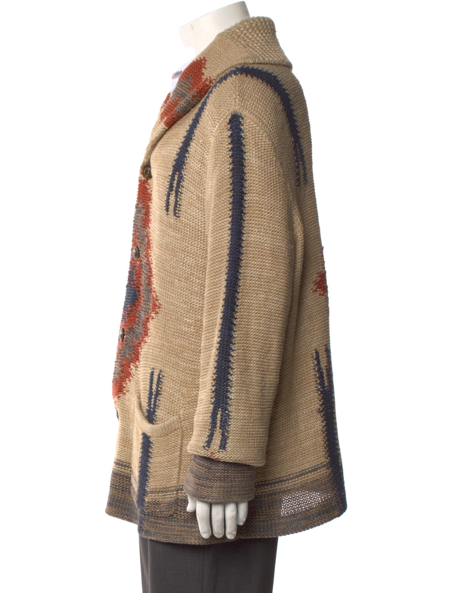 RRL & Co. Patterned Open Front Cardigan