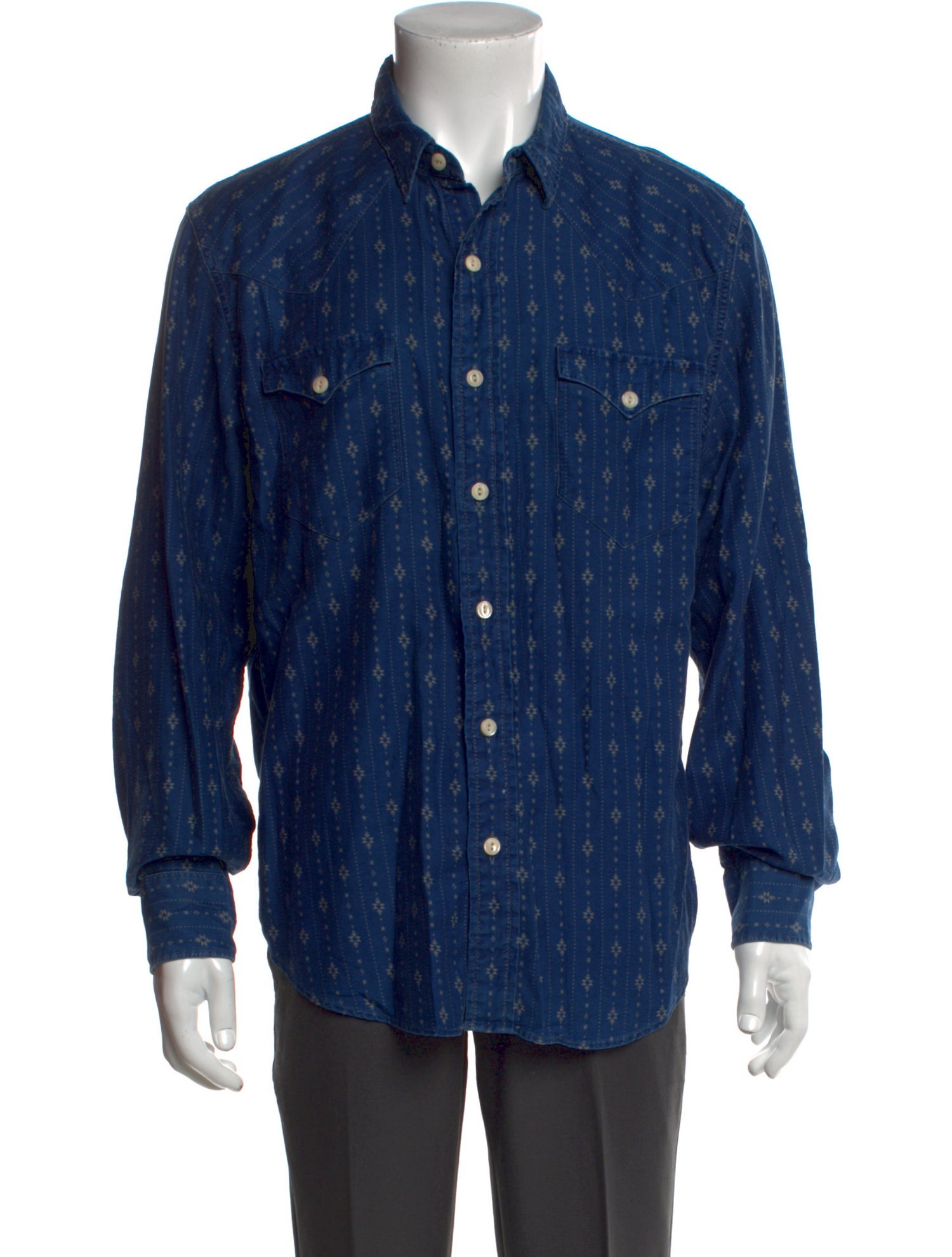 RRL & Co. Patterned Long Sleeve Western Shirt