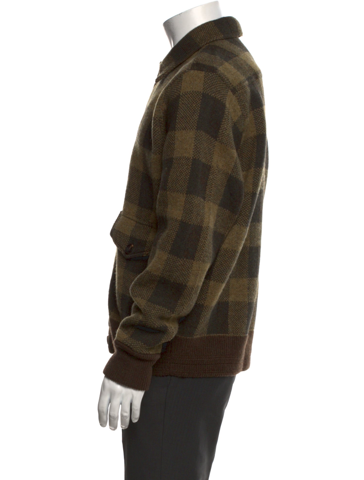 RRL & Co. Wool Plaid Print Cardigan