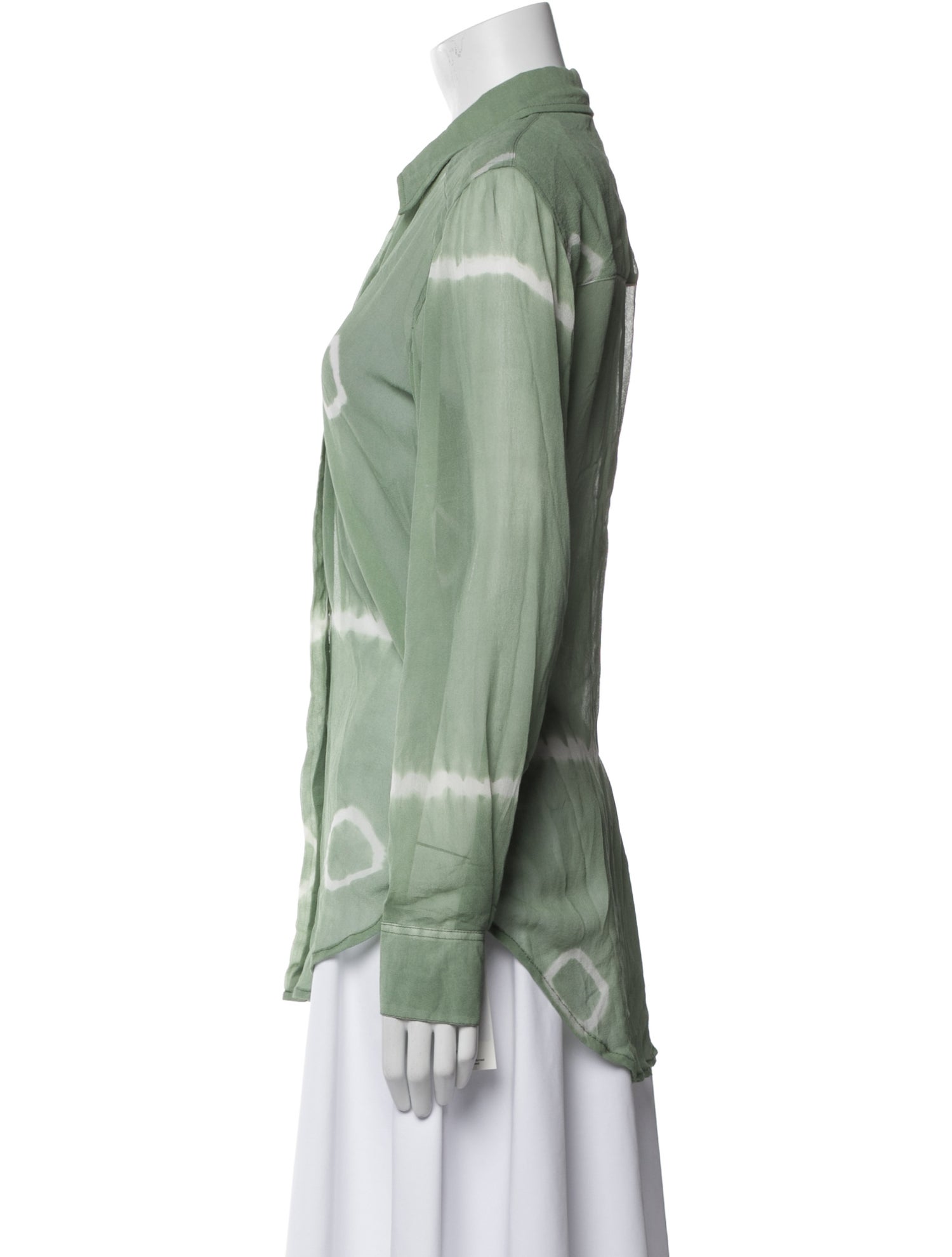 Rocky Rafaela Tie-Dye Print Long Sleeve Button-Up Top