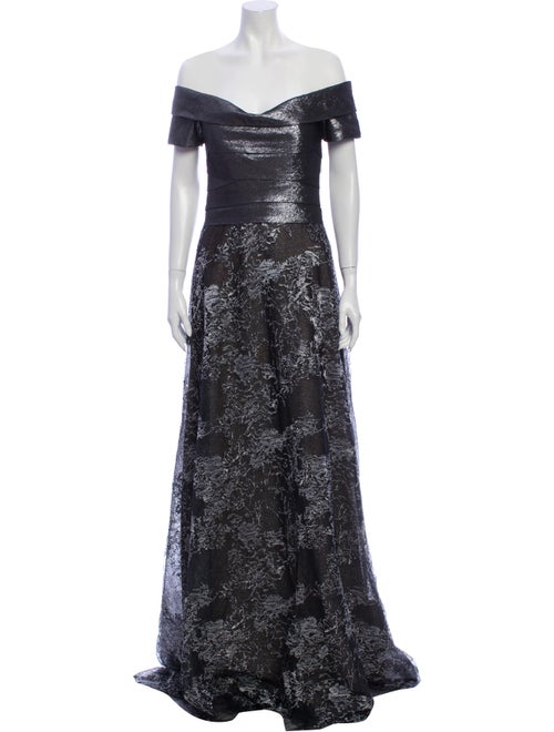 Rene Ruiz Off-The-Shoulder Long Dress Grey
