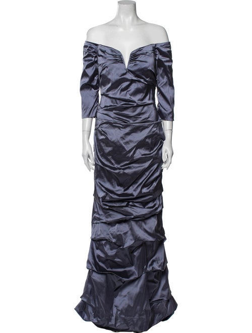 Rene Ruiz Off-The-Shoulder Long Dress Purple