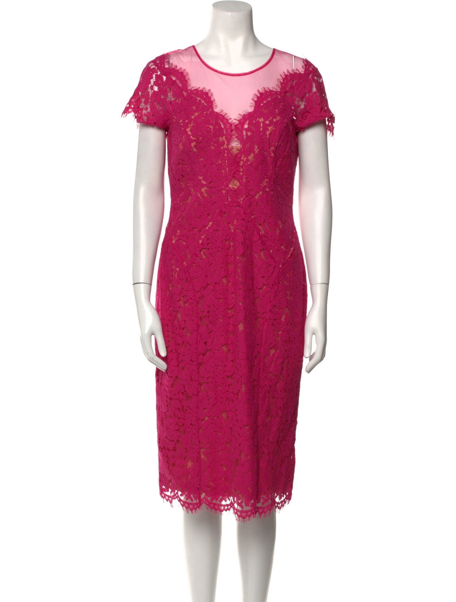 Rene Ruiz Lace Pattern Knee-Length Dress
