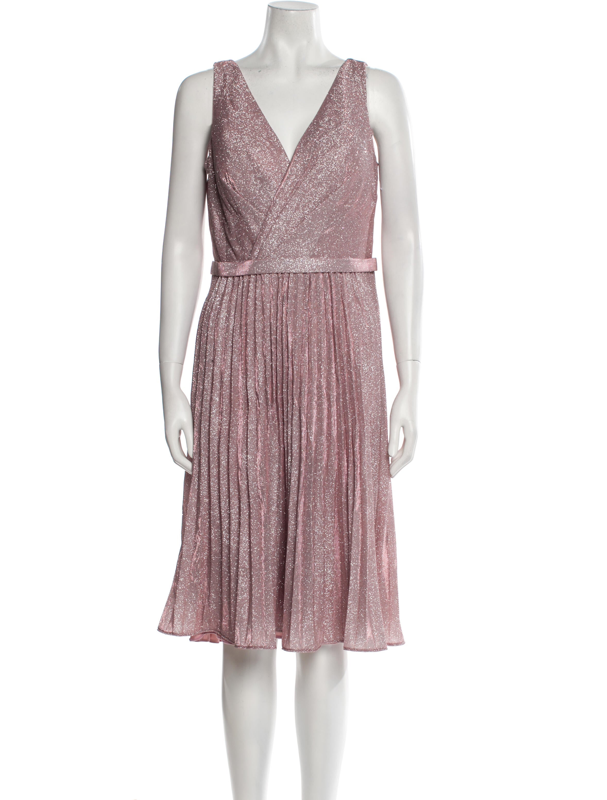 Rene Ruiz V-Neck Knee-Length Dress