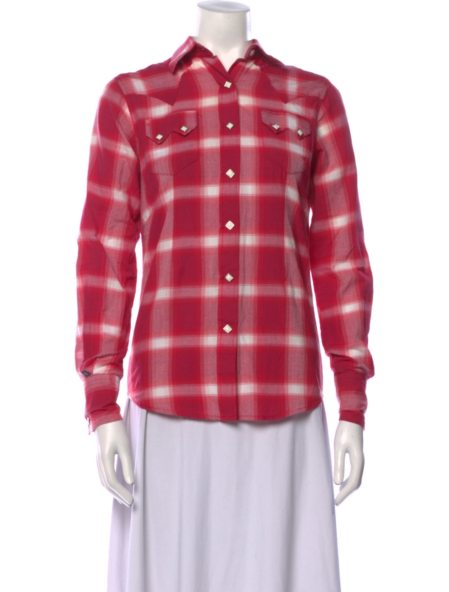 Rockmount Ranch Wear Plaid Print Long Sleeve Button-Up Top