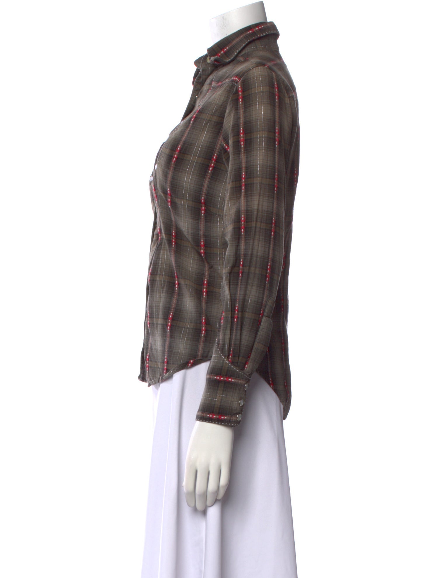 Rockmount Ranch Wear Plaid Print Long Sleeve Button-Up Top