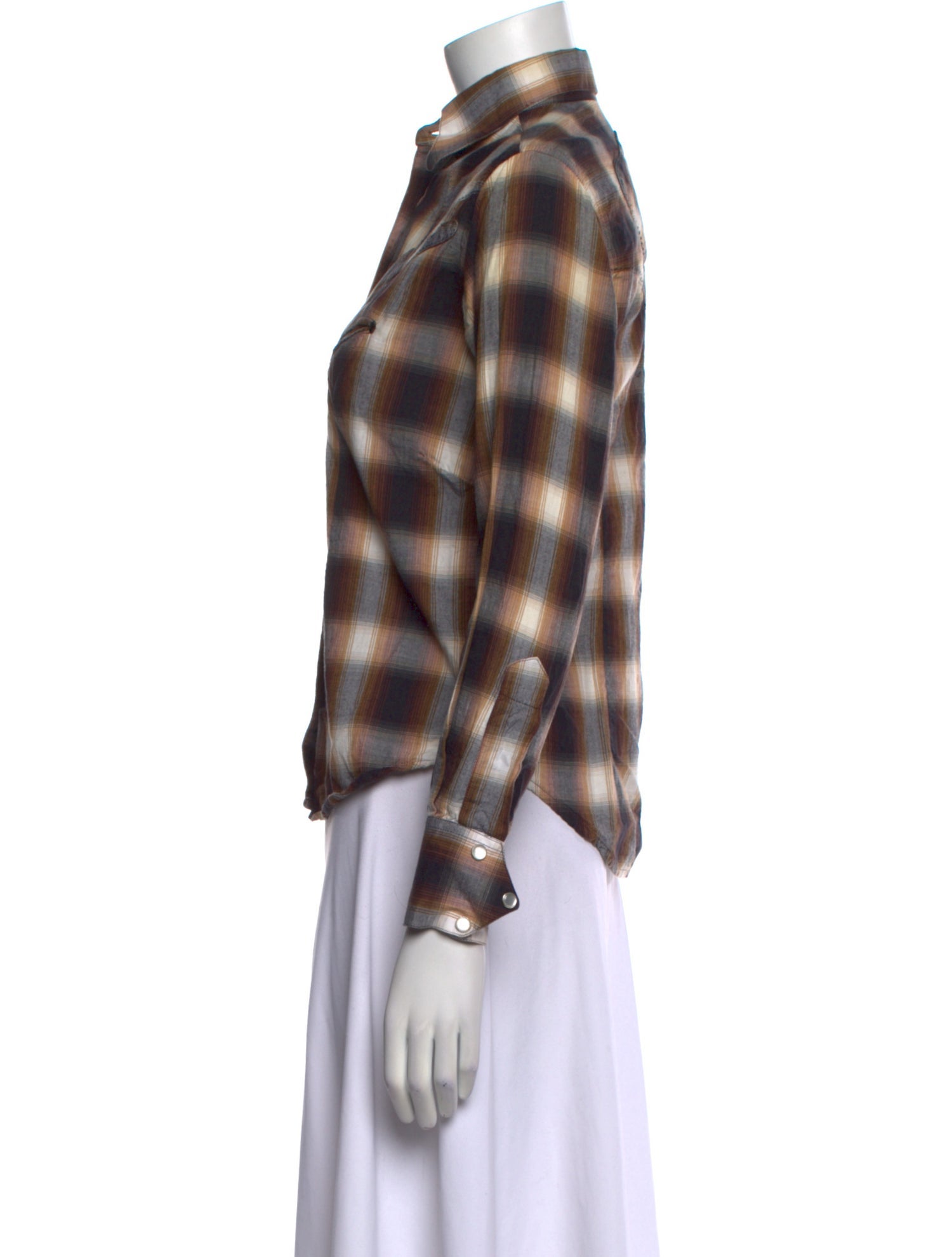 Rockmount Ranch Wear Plaid Print Long Sleeve Button-Up Top