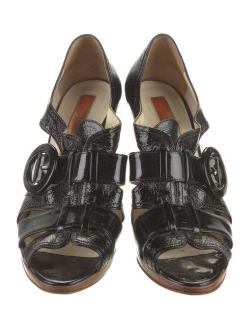 Rupert Sanderson Patent Leather T-Strap Sandals
