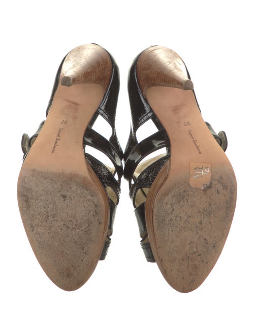 Rupert Sanderson Patent Leather T-Strap Sandals