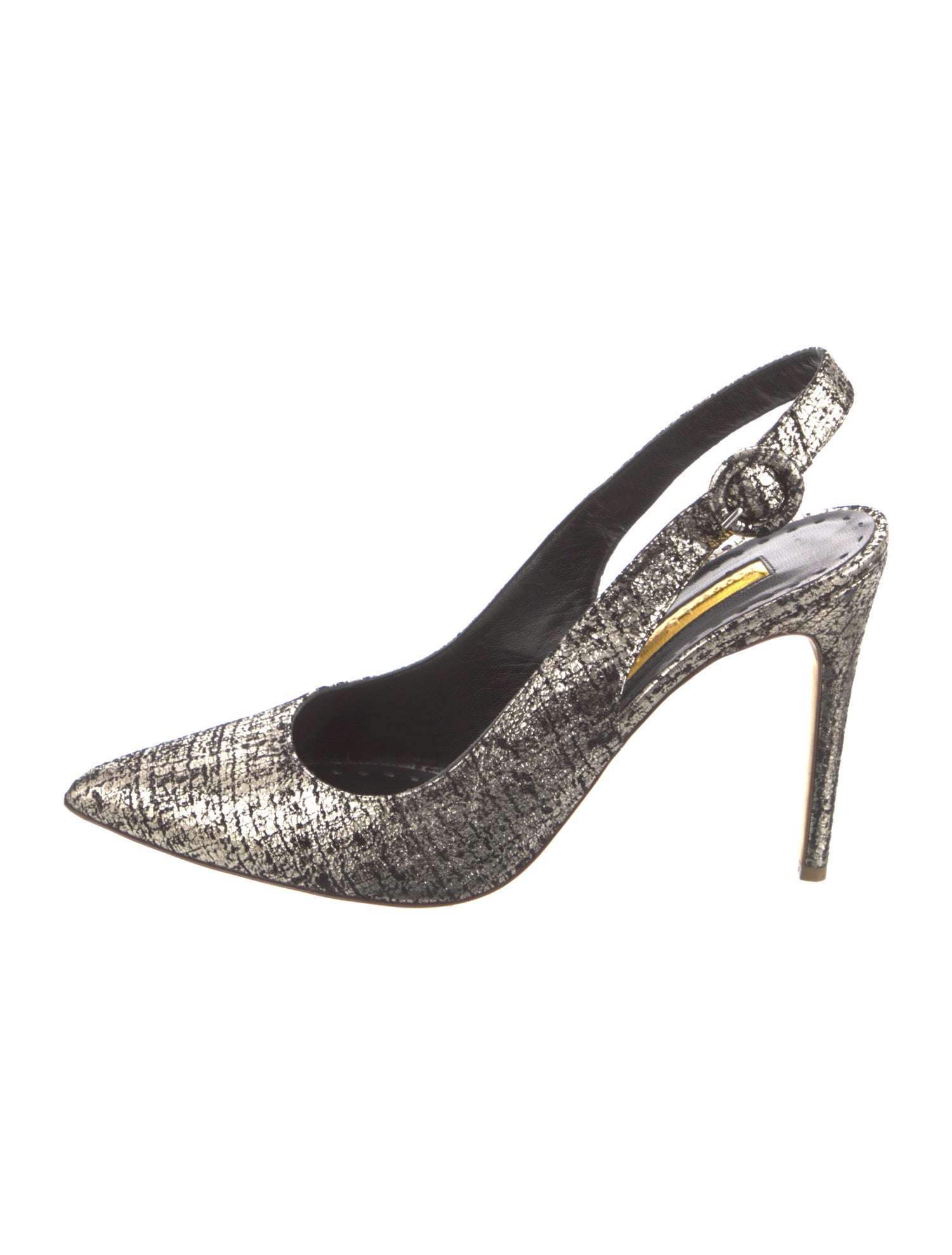 Rupert Sanderson Leather Printed Slingback Pumps