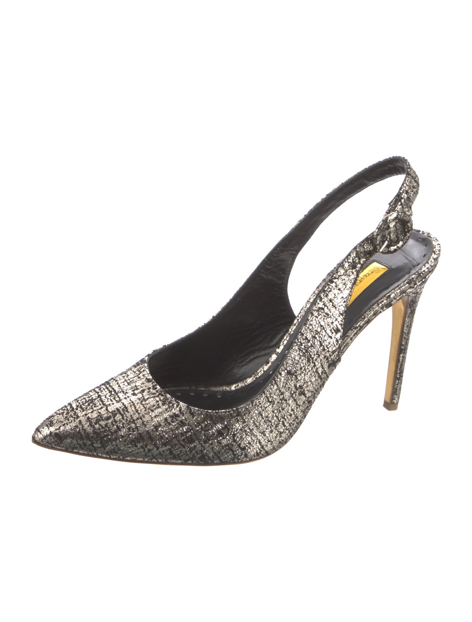 Rupert Sanderson Leather Printed Slingback Pumps