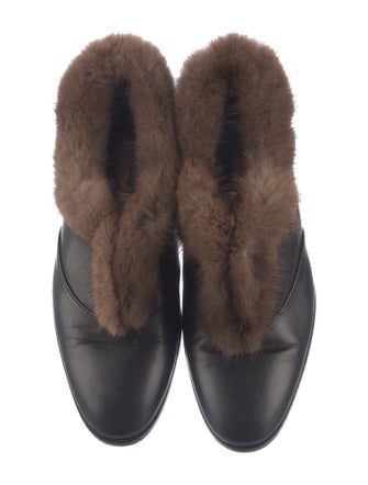 Rupert Sanderson Leather Fur Trim Oxfords