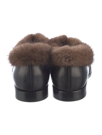 Rupert Sanderson Leather Fur Trim Oxfords