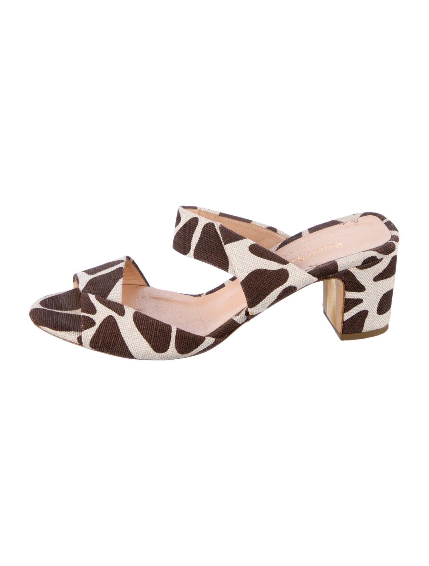 Rupert Sanderson Canvas Animal Print Slides