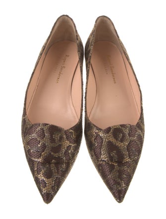 Rupert Sanderson Raffia Animal Print Flats