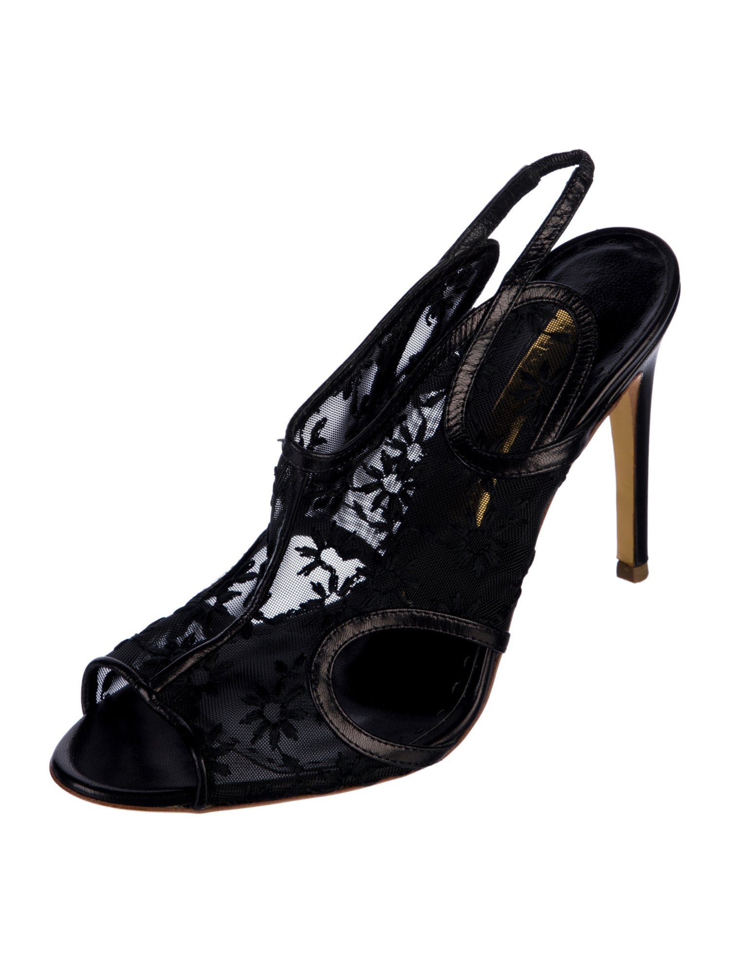 Rupert Sanderson Leather Mesh Accents Slingback Pumps