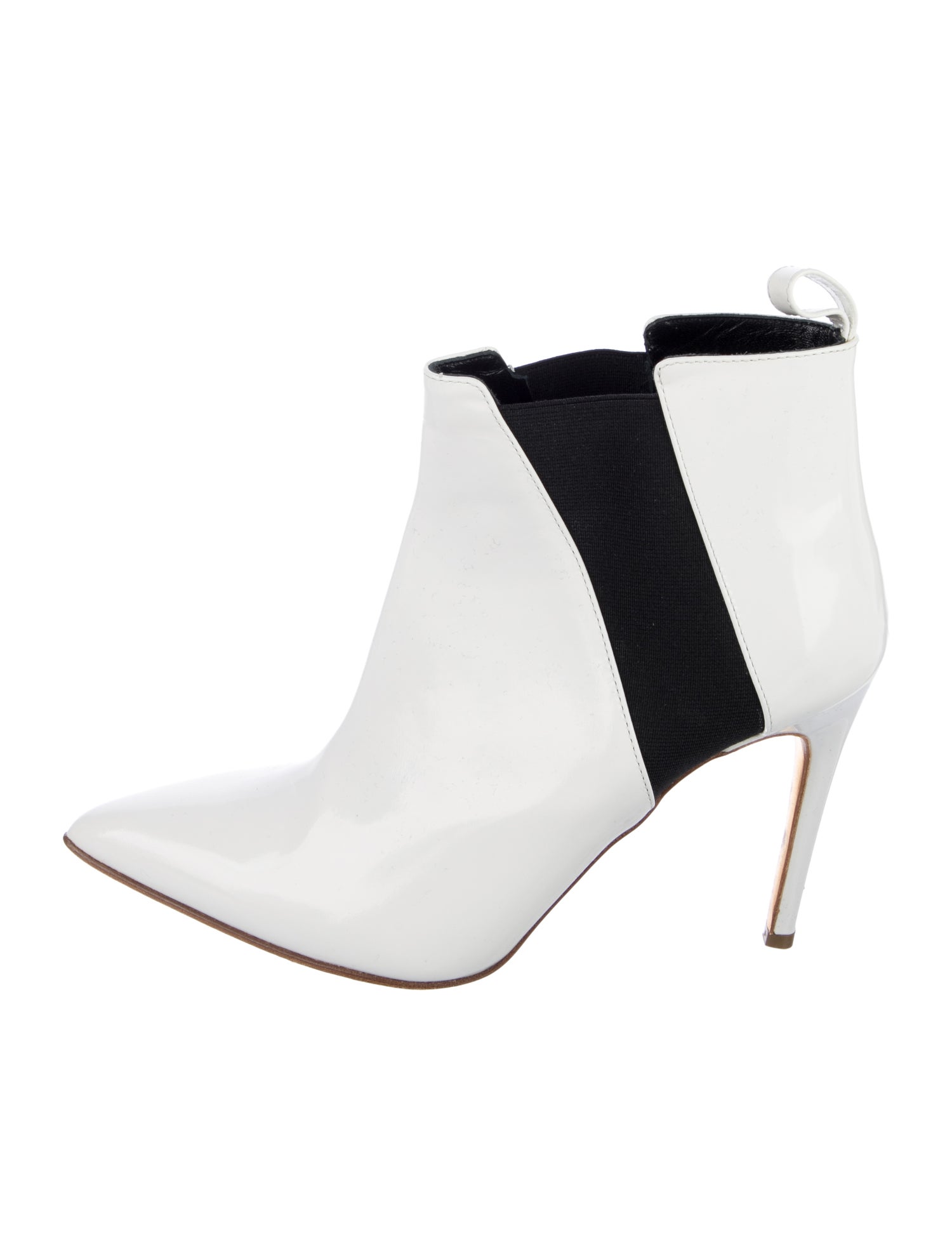 Rupert Sanderson Patent Leather Colorblock Pattern Chelsea Boots