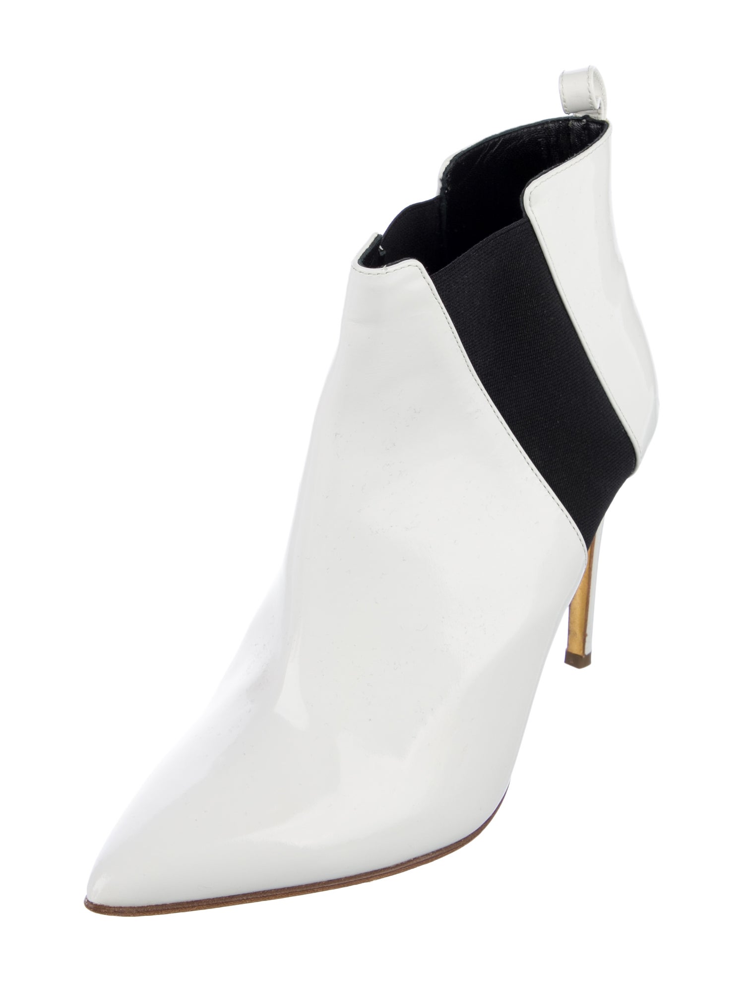 Rupert Sanderson Patent Leather Colorblock Pattern Chelsea Boots