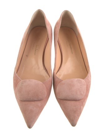 Rupert Sanderson Suede Leather Trim Embellishment Flats