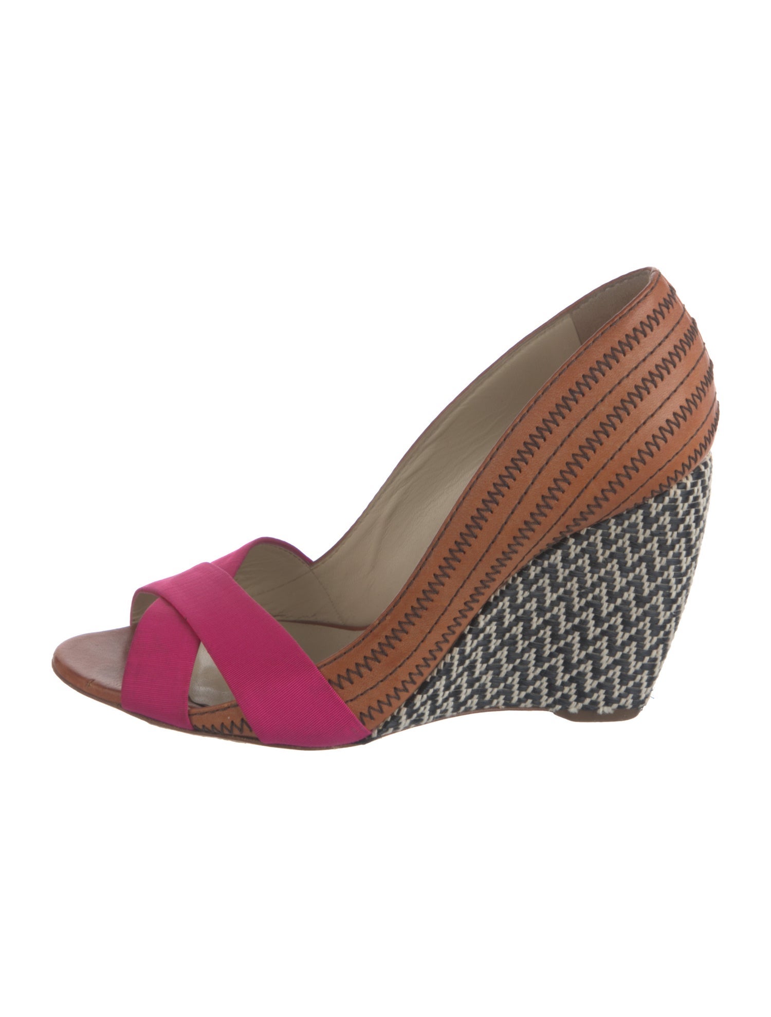 Rupert Sanderson Leather Grosgrain Trim Sandals