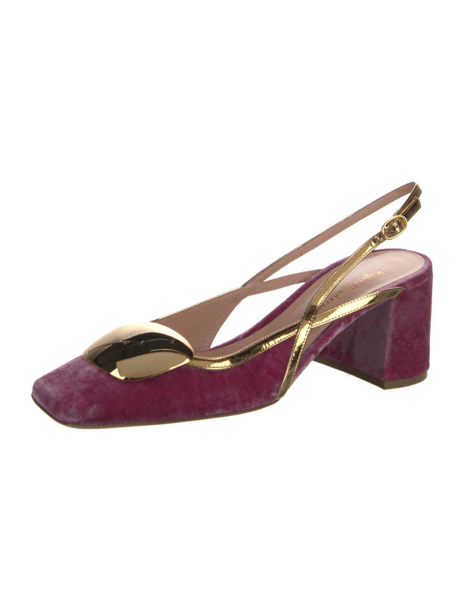 Rupert Sanderson Velvet Colorblock Pattern Slingback Pumps