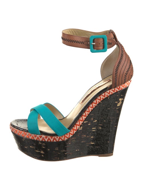 Rupert Sanderson Leather Colorblock Pattern Espadrilles