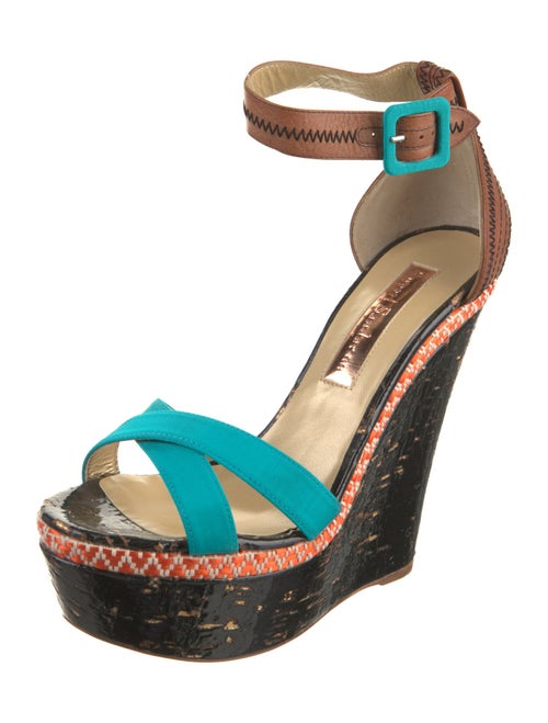 Rupert Sanderson Leather Colorblock Pattern Espadrilles