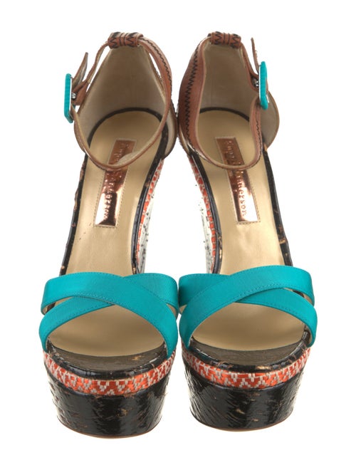 Rupert Sanderson Leather Colorblock Pattern Espadrilles