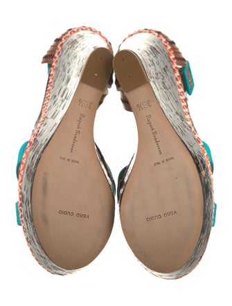 Rupert Sanderson Leather Colorblock Pattern Espadrilles