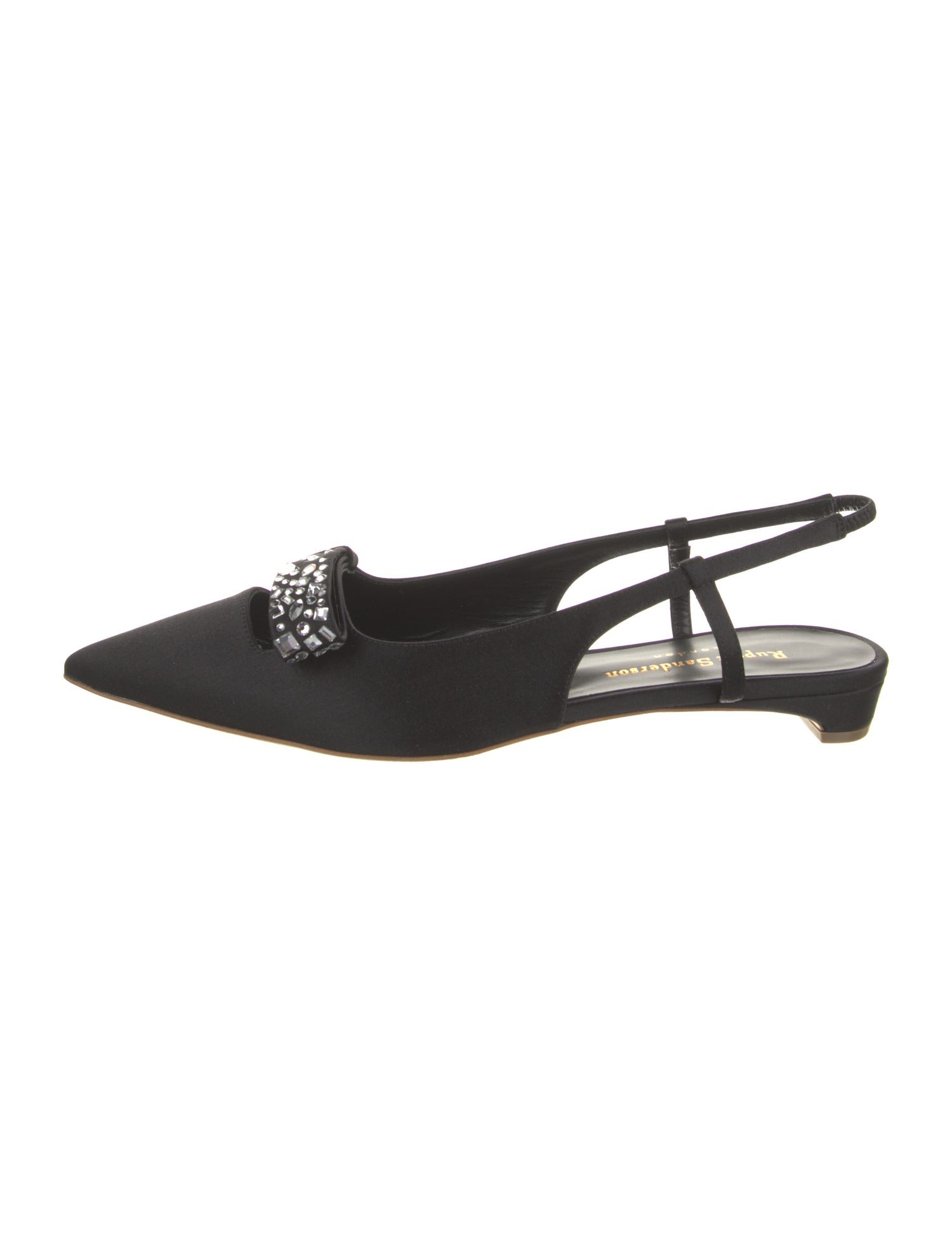Rupert Sanderson Satin Crystal Embellishments Slingback Flats w/ Tags