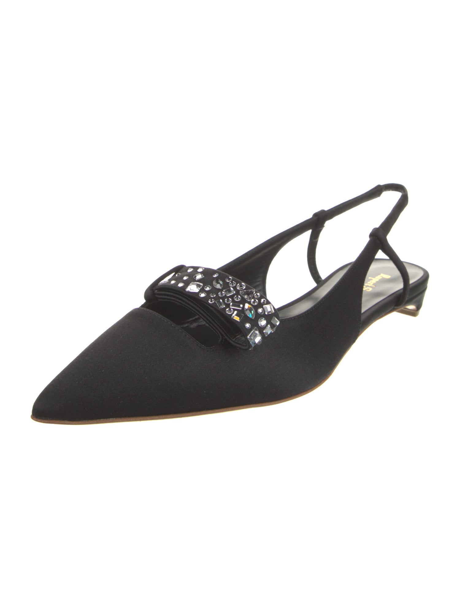 Rupert Sanderson Satin Crystal Embellishments Slingback Flats w/ Tags