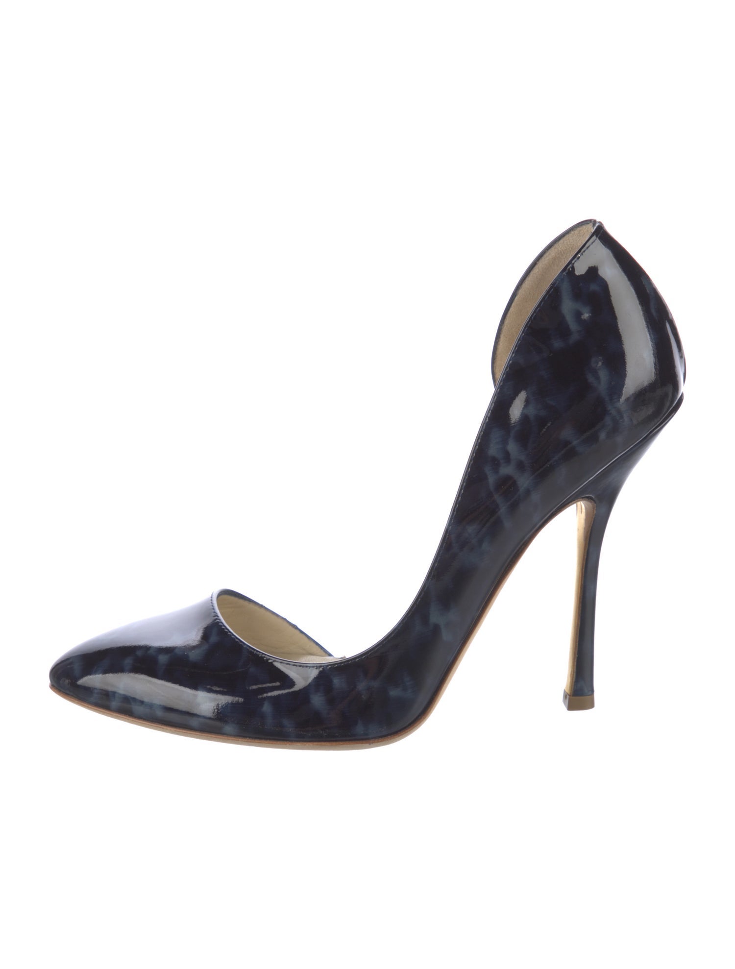 Rupert Sanderson Patent Leather Animal Print D'Orsay Pumps