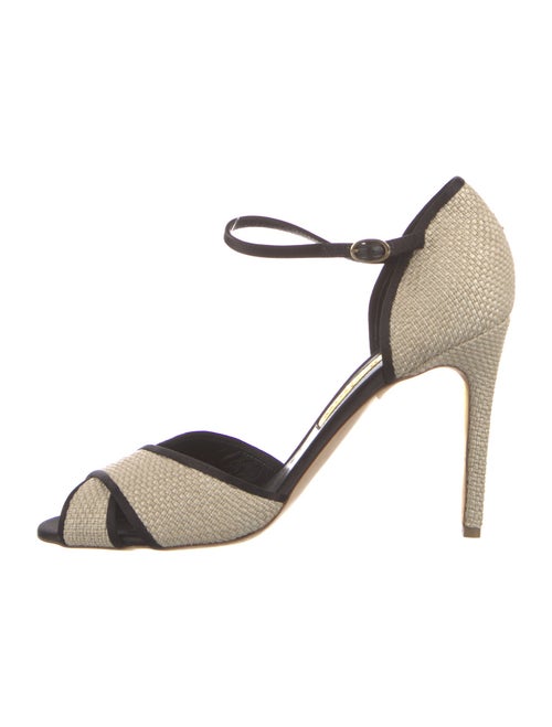 Rupert Sanderson Straw Tweed Pattern D'Orsay Pumps