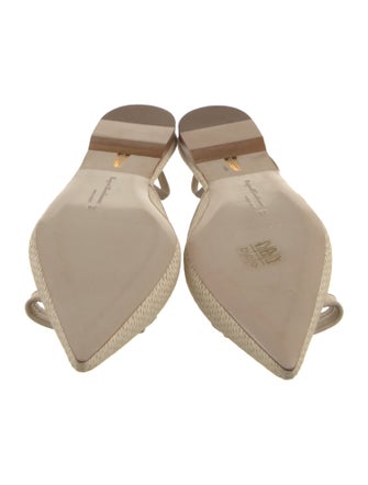 Rupert Sanderson Raffia Leather Trim Embellishment Slingback Flats