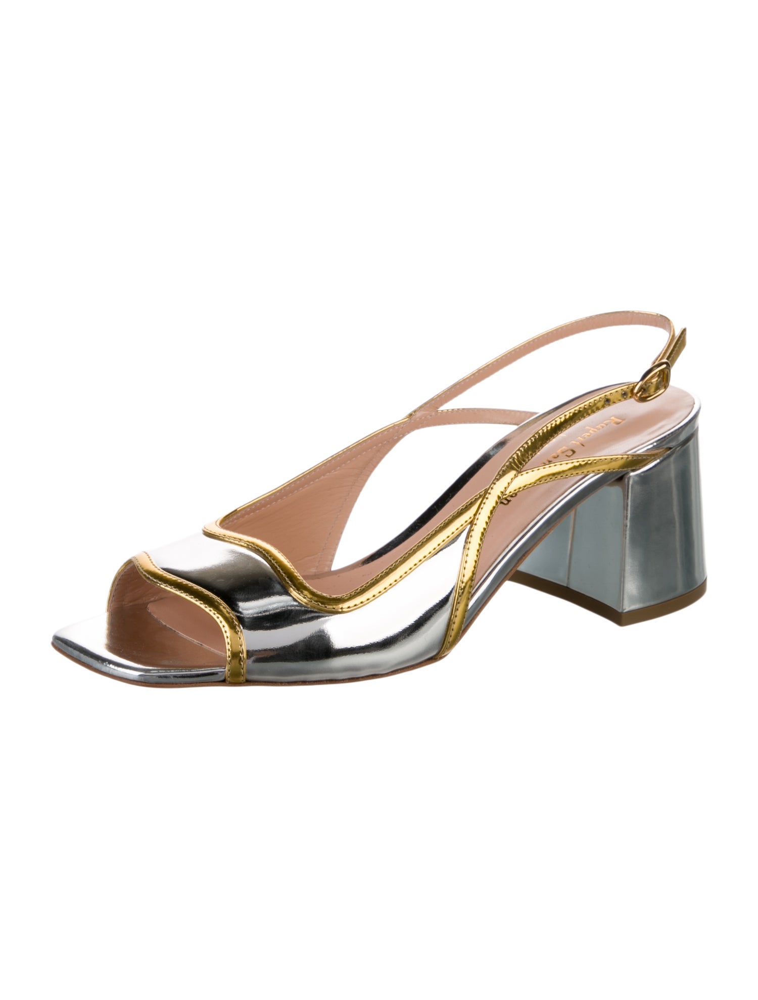 Rupert Sanderson Patent Leather Striped Slingback Pumps