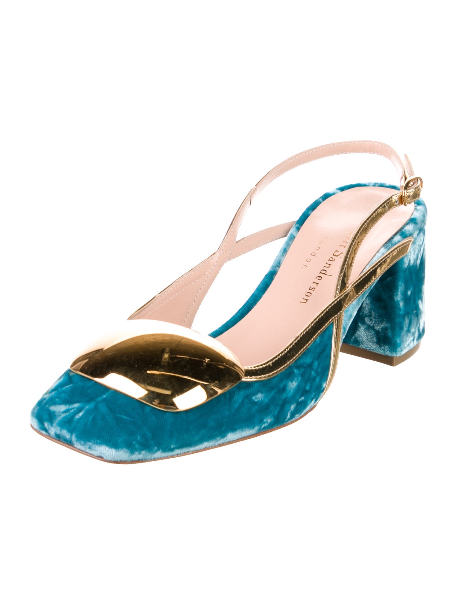 Rupert Sanderson Velvet Colorblock Pattern Slingback Pumps