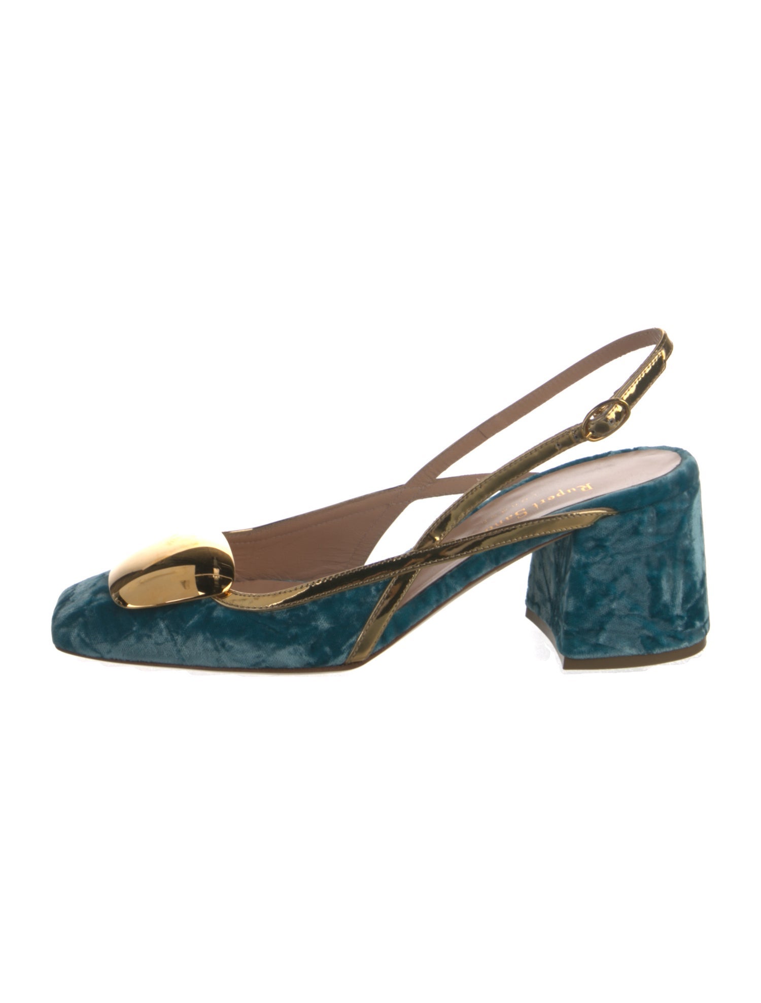 Rupert Sanderson Velvet Colorblock Pattern Slingback Pumps w/ Tags