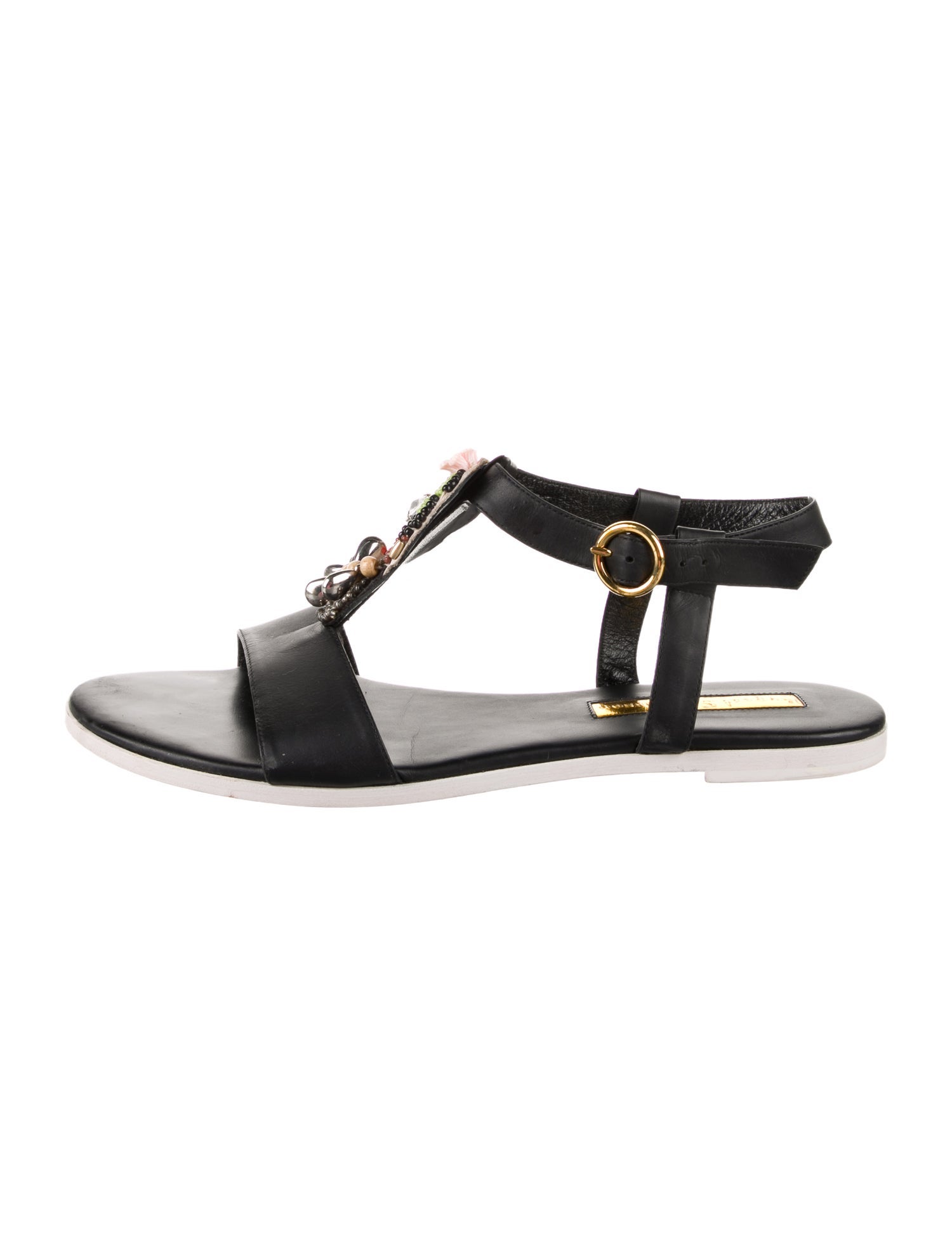 Rupert Sanderson Leather T-Strap Sandals