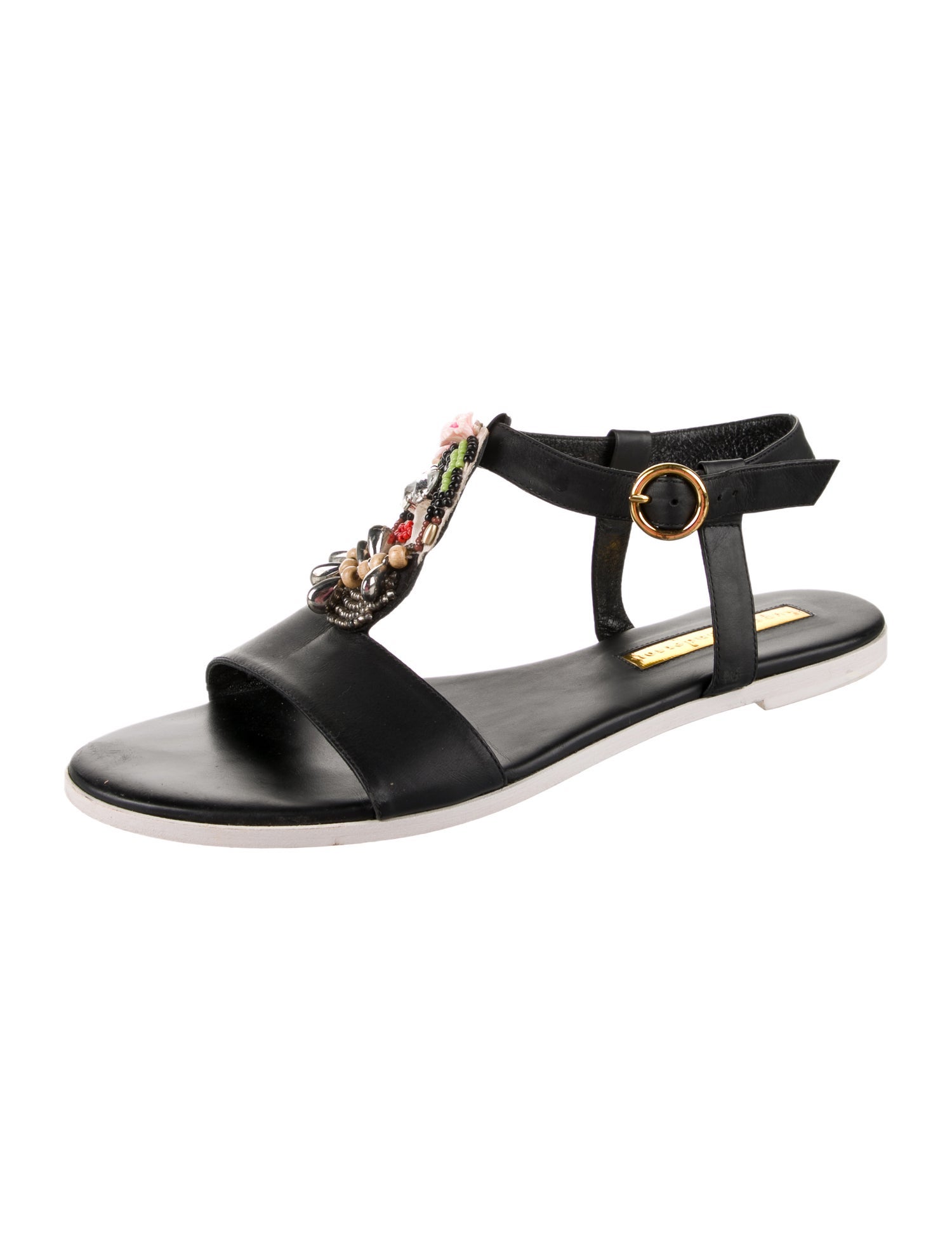 Rupert Sanderson Leather T-Strap Sandals