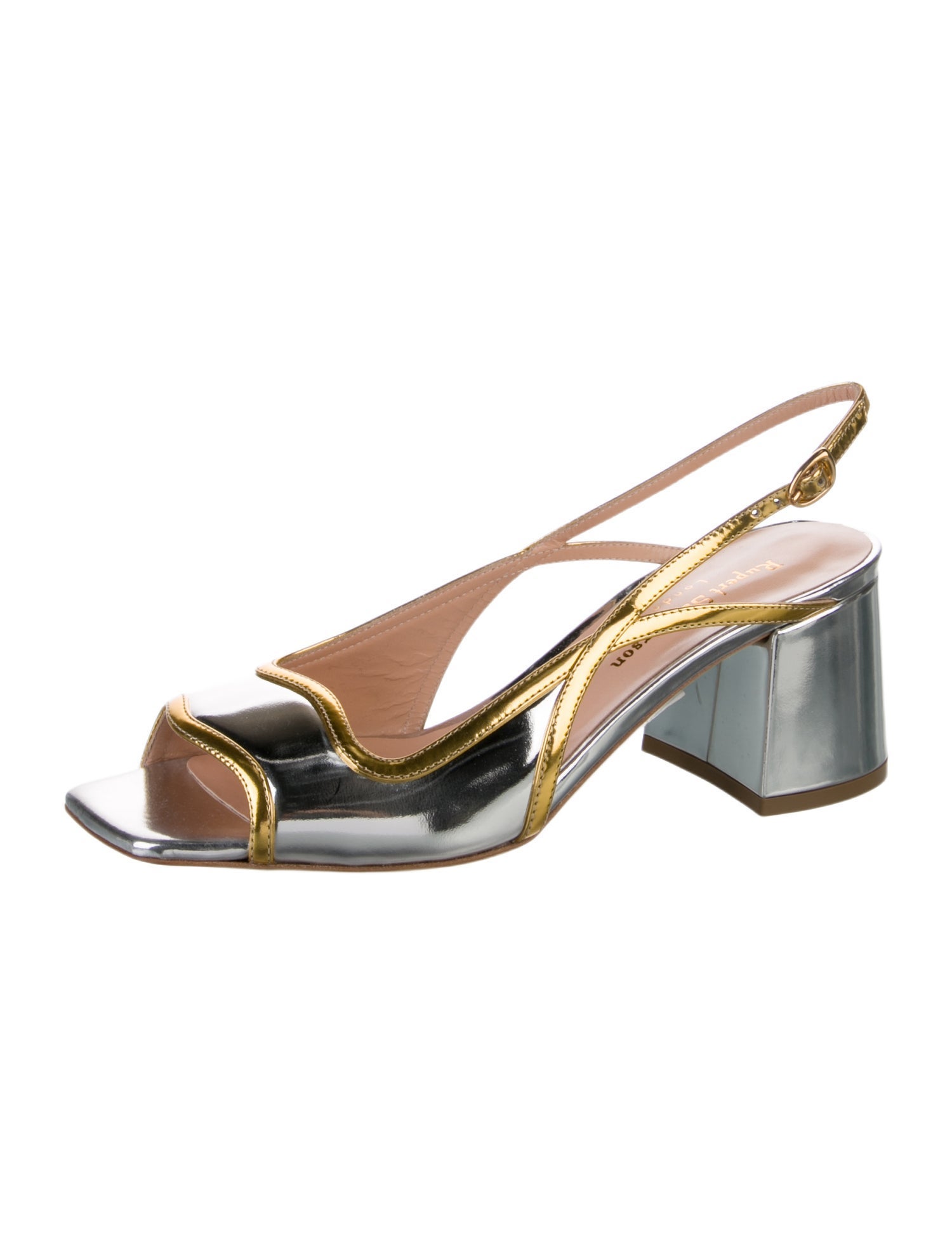 Rupert Sanderson Leather Colorblock Pattern Slingback Pumps