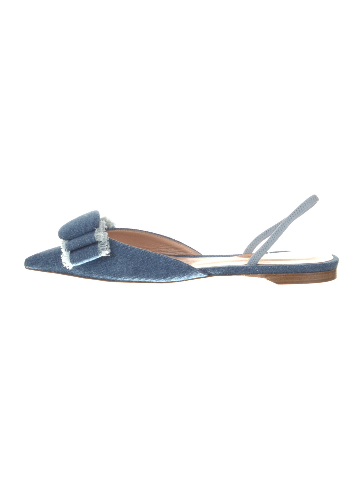 Rupert Sanderson Denim Bow Accents Slingback Flats